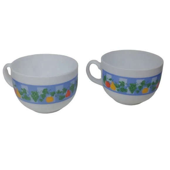 Vintage Arcopal Milk Glass Coffee/Tea Cups designed Marc Palluy Primeur Set of 4 - Picture 2 of 12